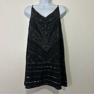 NWT Free People Black Beaded Top